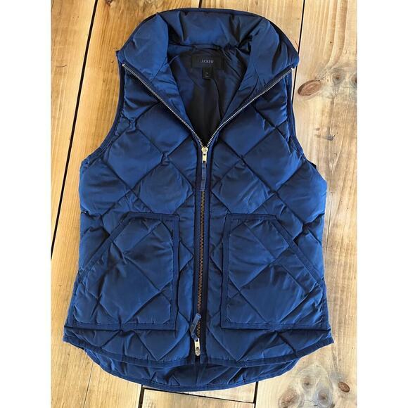 J. Crew Jackets & Blazers - J.Crew Women's Navy Blue Quilted Zip Up Puffer Down Vest. Size XXS
